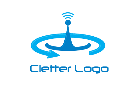 antenna with arrow in communication logo