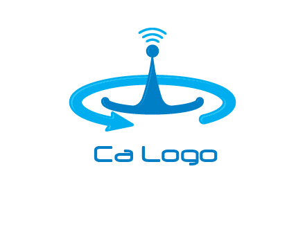antenna with arrow in communication logo