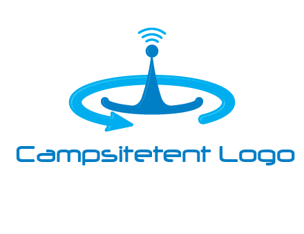 antenna with arrow in communication logo