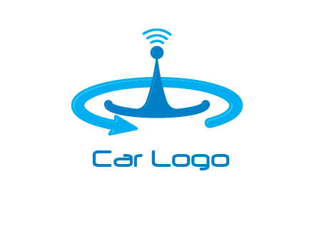 antenna with arrow in communication logo