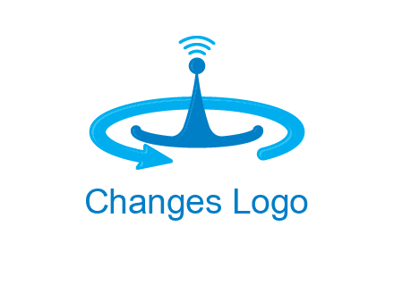 antenna with arrow in communication logo