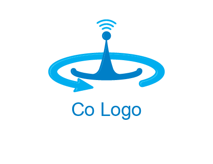 antenna with arrow in communication logo