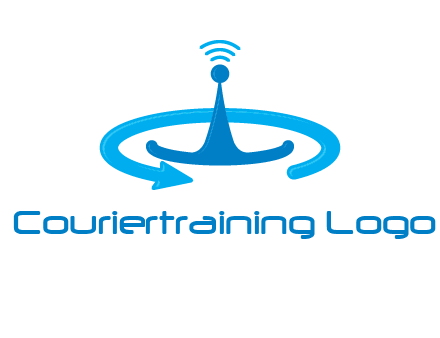 antenna with arrow in communication logo