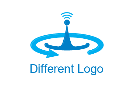 antenna with arrow in communication logo