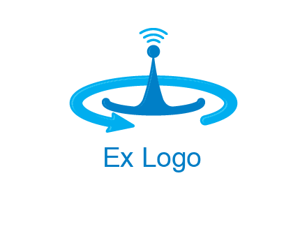 antenna with arrow in communication logo