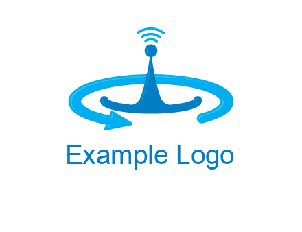 antenna with arrow in communication logo
