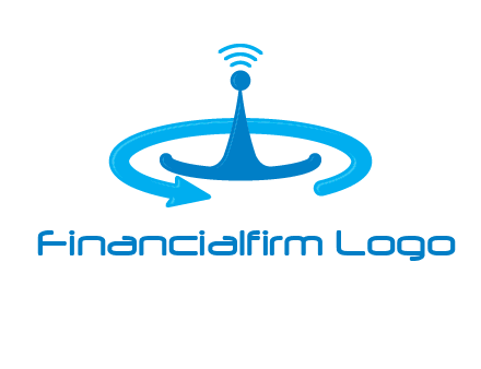 antenna with arrow in communication logo