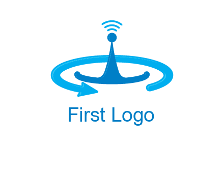 antenna with arrow in communication logo