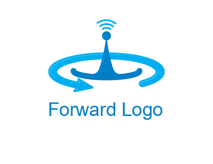 antenna with arrow in communication logo