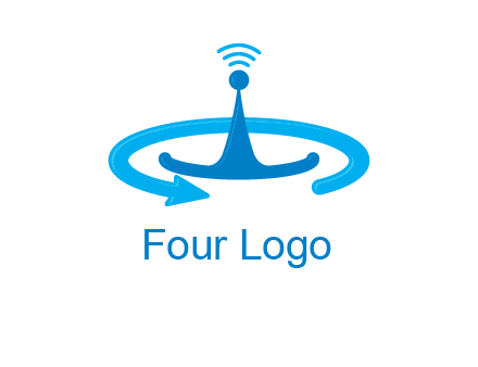 antenna with arrow in communication logo