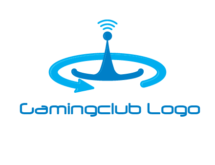 antenna with arrow in communication logo