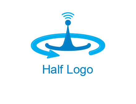 antenna with arrow in communication logo