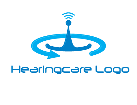 antenna with arrow in communication logo