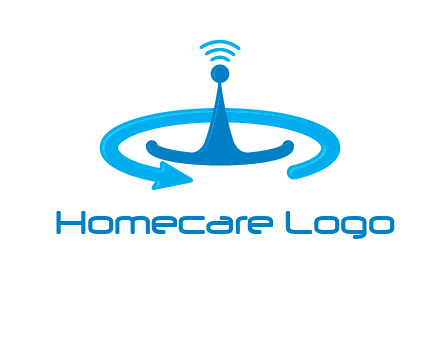 antenna with arrow in communication logo