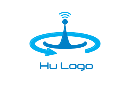 antenna with arrow in communication logo