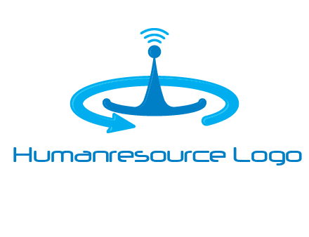 antenna with arrow in communication logo