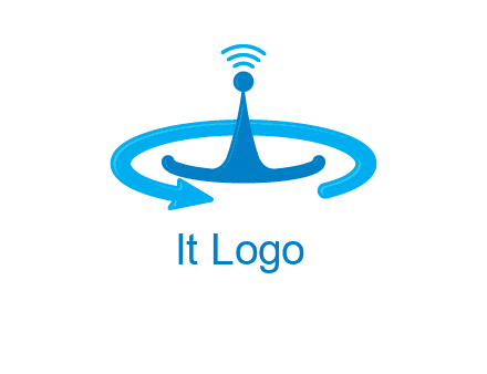 antenna with arrow in communication logo