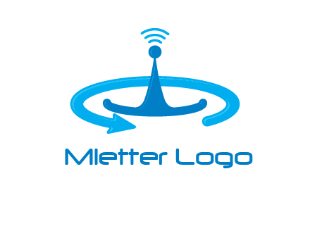 antenna with arrow in communication logo