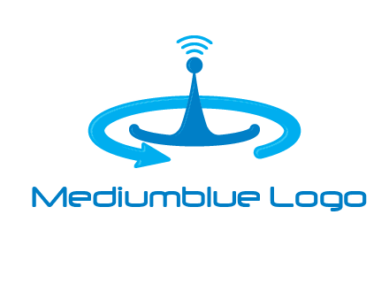 antenna with arrow in communication logo