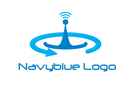 antenna with arrow in communication logo
