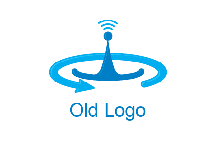 antenna with arrow in communication logo