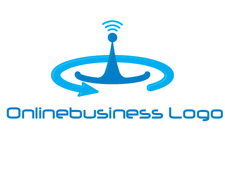 antenna with arrow in communication logo
