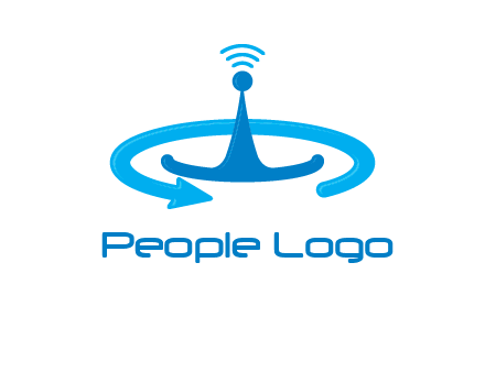 antenna with arrow in communication logo