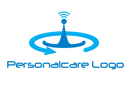 antenna with arrow in communication logo