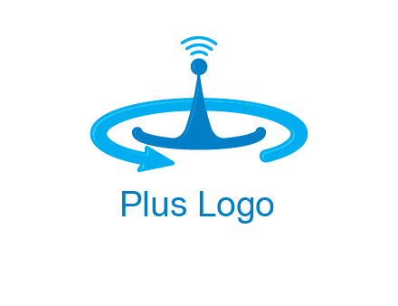 antenna with arrow in communication logo