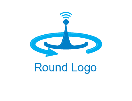 antenna with arrow in communication logo