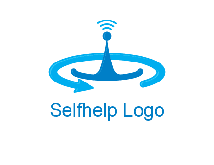 antenna with arrow in communication logo