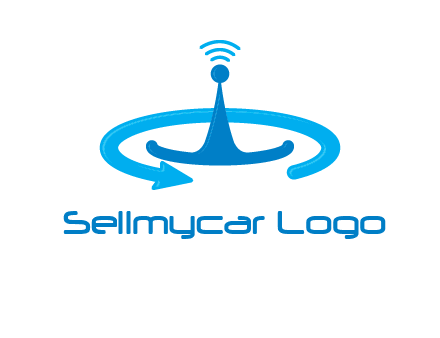 antenna with arrow in communication logo