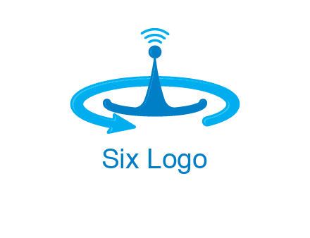 antenna with arrow in communication logo