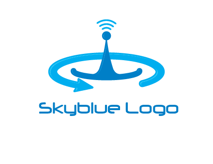 antenna with arrow in communication logo