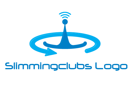 antenna with arrow in communication logo