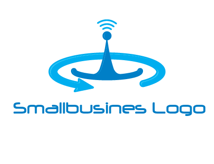 antenna with arrow in communication logo