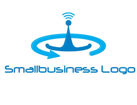 antenna with arrow in communication logo