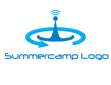 antenna with arrow in communication logo