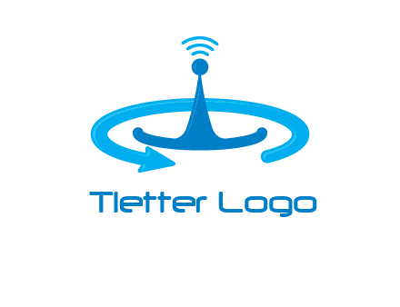 antenna with arrow in communication logo