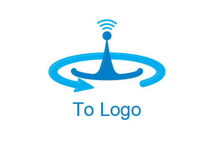 antenna with arrow in communication logo