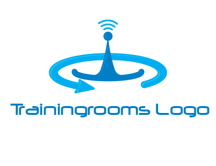 antenna with arrow in communication logo