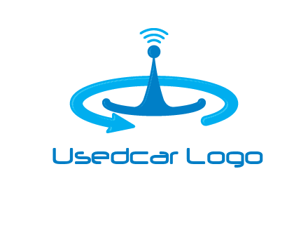 antenna with arrow in communication logo