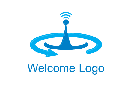 antenna with arrow in communication logo