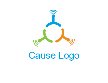 telecommunication logo with antennas