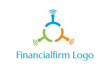 telecommunication logo with antennas