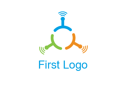 telecommunication logo with antennas