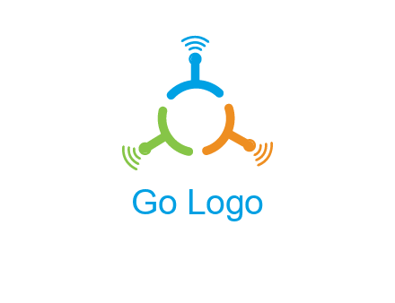 telecommunication logo with antennas