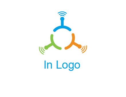 telecommunication logo with antennas