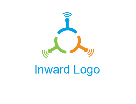 telecommunication logo with antennas