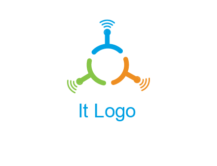 telecommunication logo with antennas